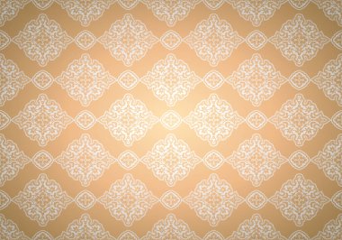 Hint-Farsça süslemeleri olan eski bir doğulu. Kraliyet, lüks, yatay desenli altın ve beyaz duvar kâğıdı kenarları kararmış, vignette. Vektör illüstrasyonu