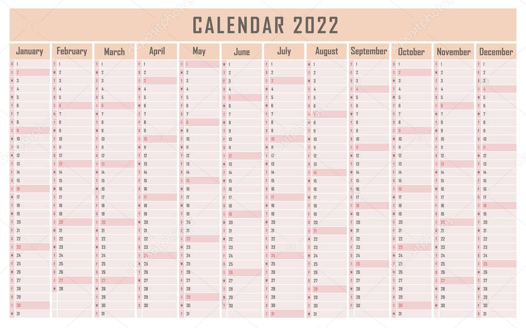 Calendar 2021, daily event planner, vector color illustration