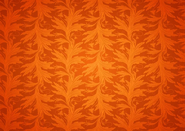 Vintage Gotico Sfondo Reale Arancione Con Classico Motivo Floreale Barocco — Vettoriale Stock