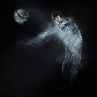 Beyzbol oyuncusu gelen duman