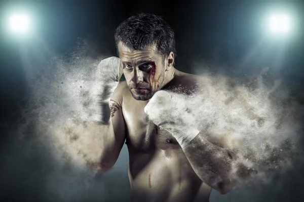 Male boxer in action — Stock Photo, Image
