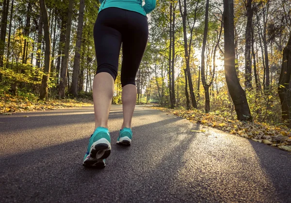 Coureur dans la forêt d'automne — Photo