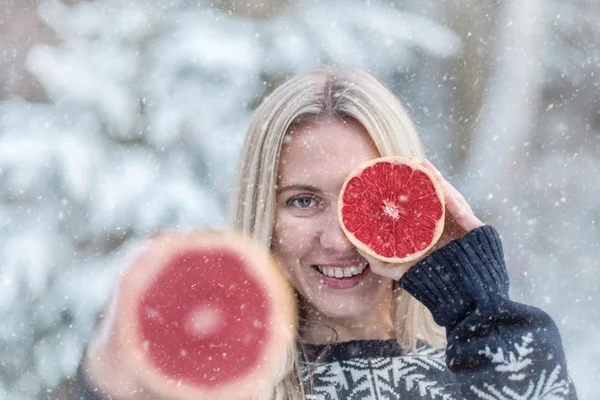 Female with grapefruit eye