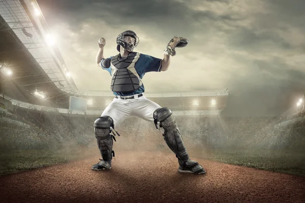 Beyzbol oyuncu eylemi — Stok fotoğraf