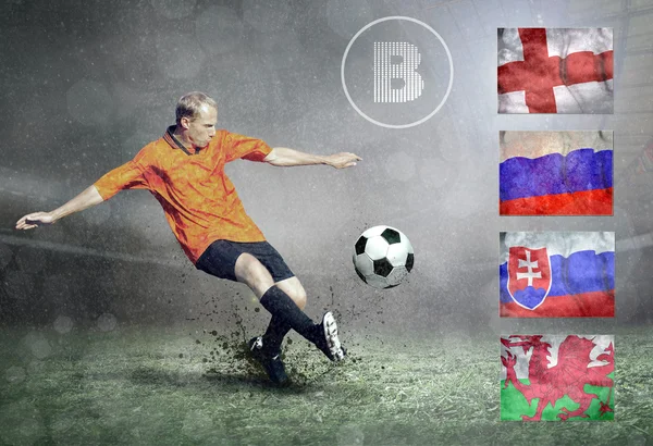 Soccer player in action at field — Stock Photo, Image