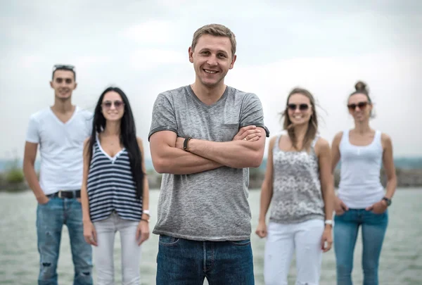 Group Friends Stay Pier — Stock Photo, Image