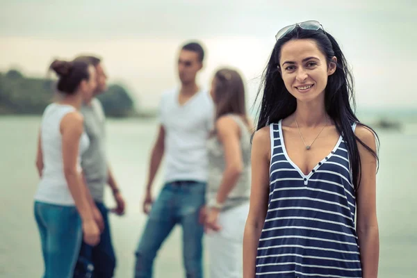 Group Friends Stay Pier — Stock Photo, Image