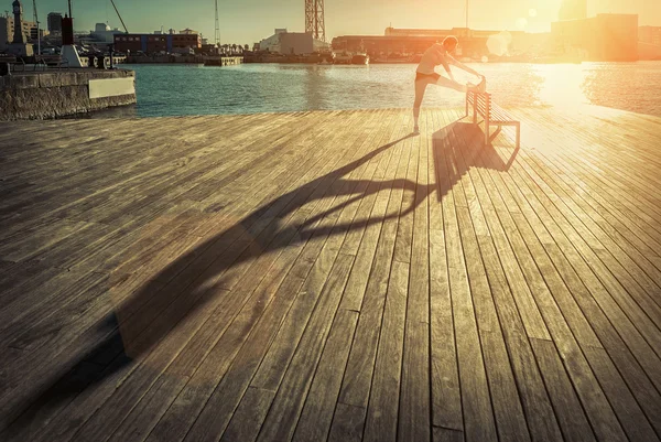 Woman doing exercise after running — Stock Photo, Image