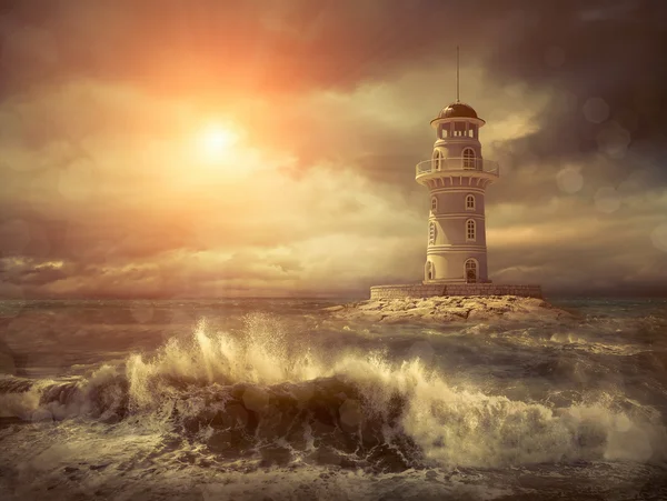空の下の海の灯台 — ストック写真