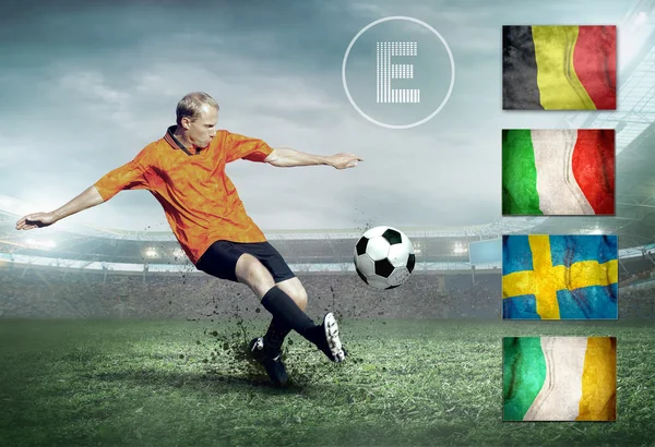 Soccer player in action at field — Stock Photo, Image