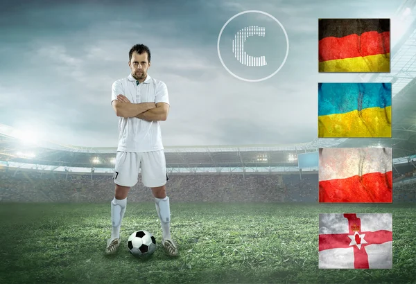 Soccer player stay at field. — Stock Photo, Image