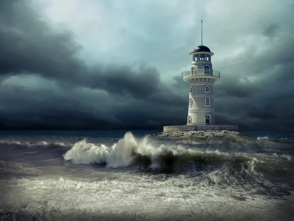 Lighthouse on the sea under sky — Stock Photo, Image