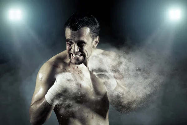 Male boxer in action — Stock Photo, Image