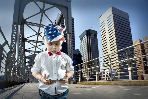 Boy with gadget — Stock Photo, Image