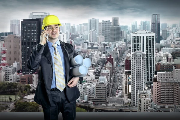 Architect in protective helmet — Stock Photo, Image