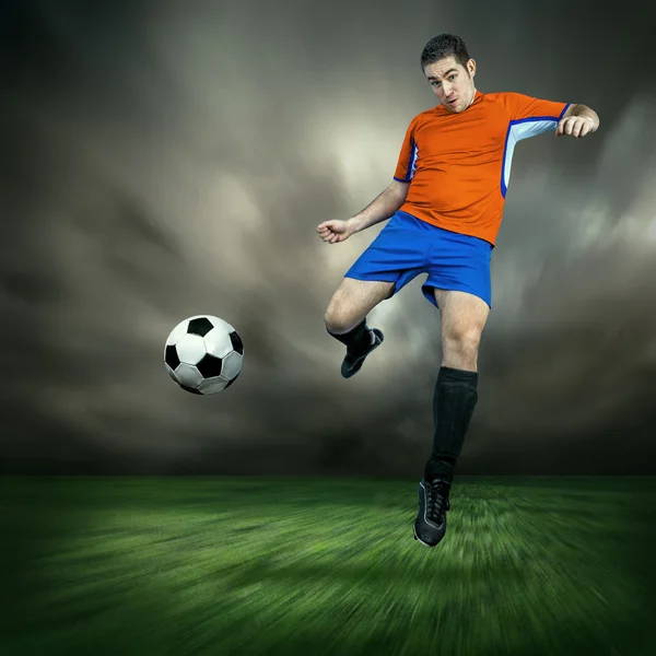 Football player with ball — Stock Photo, Image