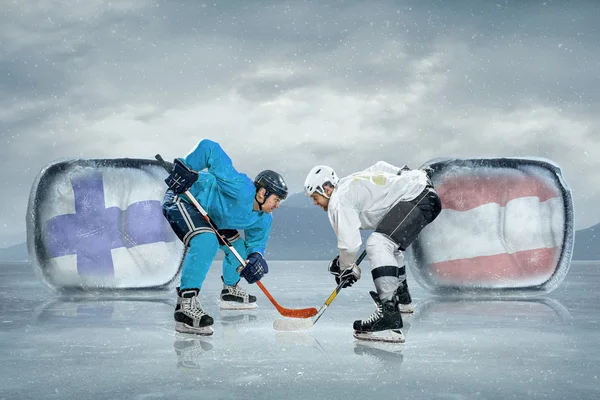 Ice hockeyspelers op ijs — Stockfoto