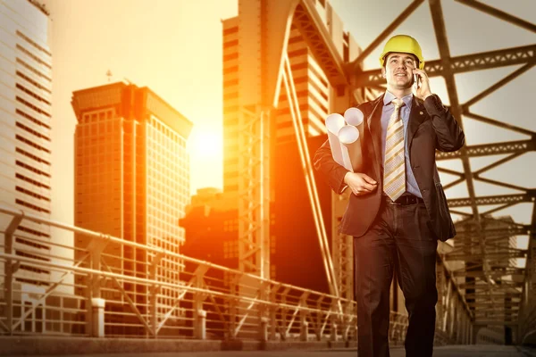 Architect in protective helmet — Stock Photo, Image