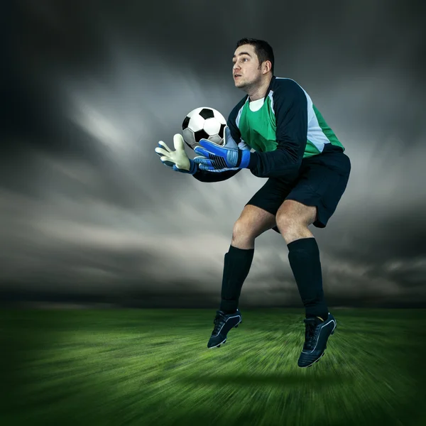 Football player with ball — Stock Photo, Image