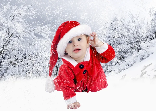 Baby in christmas hat — Stock Photo, Image