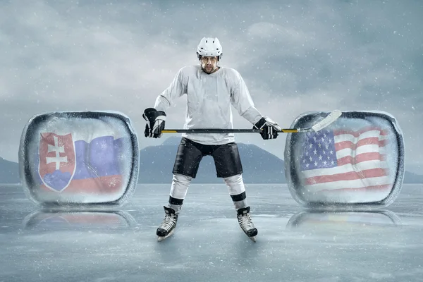 Ijshockeyspeler op ijs — Stockfoto