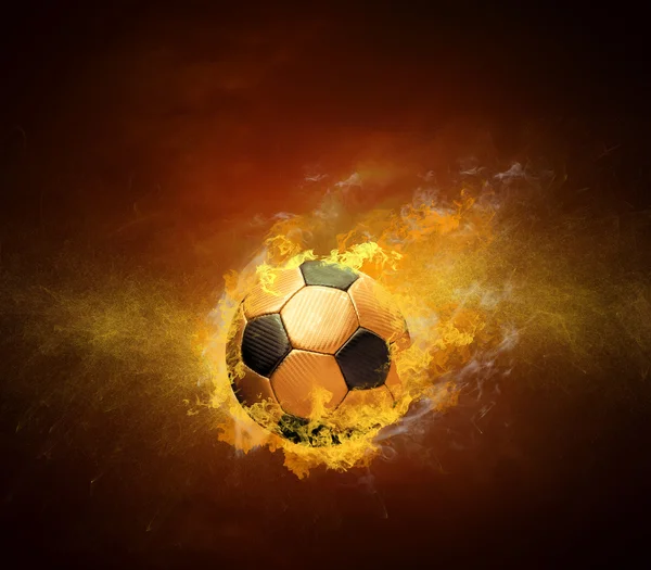 Hot soccer ball in fire — Stock Photo, Image