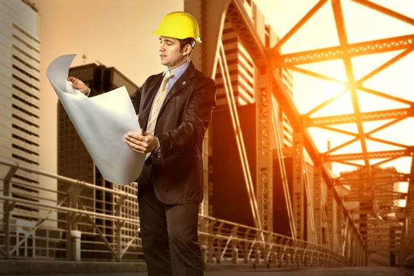 Architect in protective helmet — Stock Photo, Image