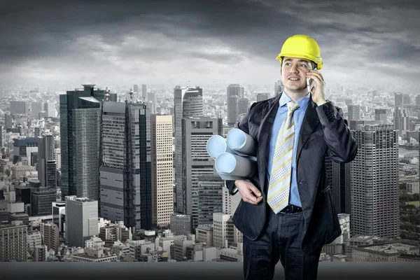 Architect in protective helmet — Stock Photo, Image