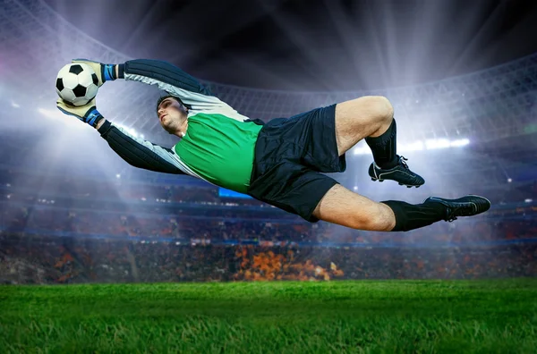 Football goalkeeper in action — Stock Photo, Image