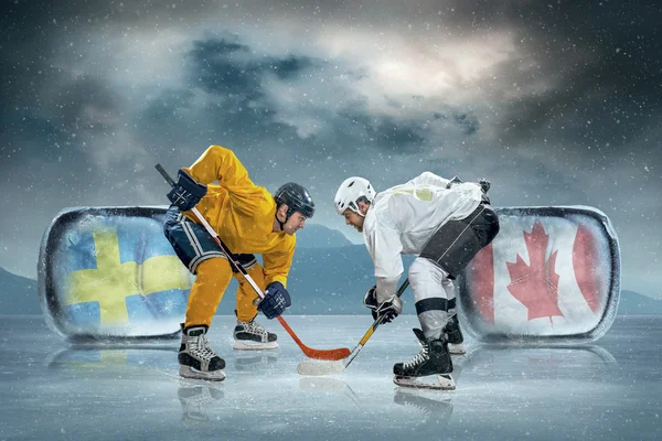 Jogadores de hóquei no gelo no gelo Imagens De Bancos De Imagens