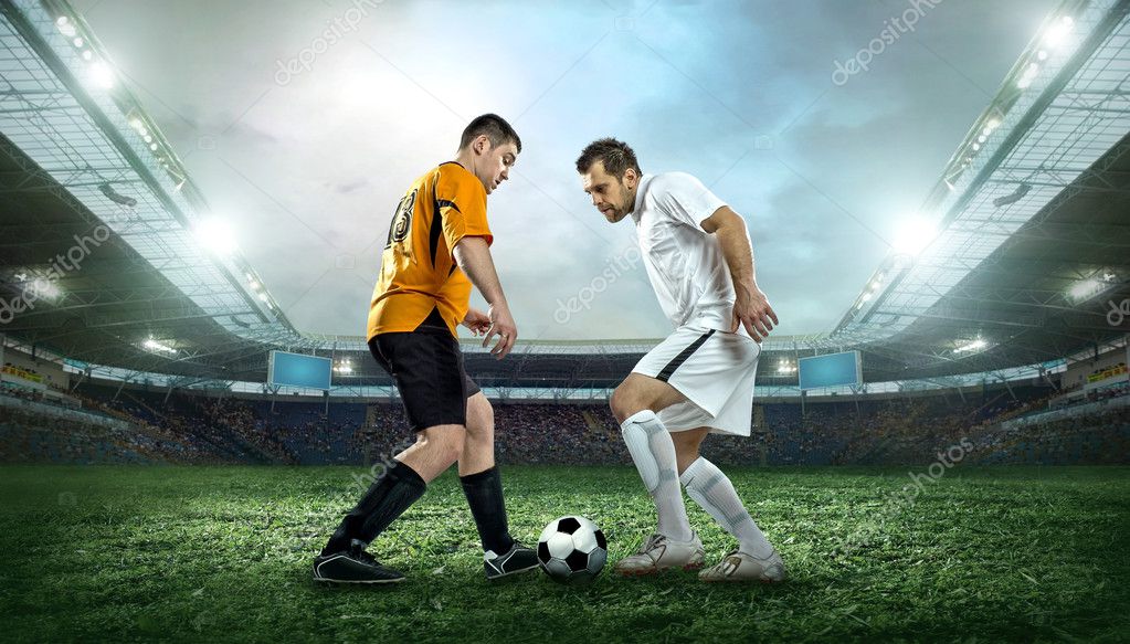 Image Of Two Football Players At Stadium Stock Photo, Picture and Royalty  Free Image. Image 21438814.