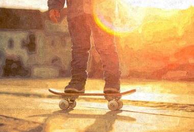 Çocuk sokakta kaykay ile