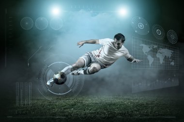 Futbol oyuncu eylemi açık havada top ile