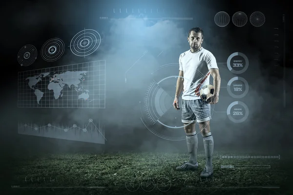 Jugador de fútbol con pelota — Foto de Stock