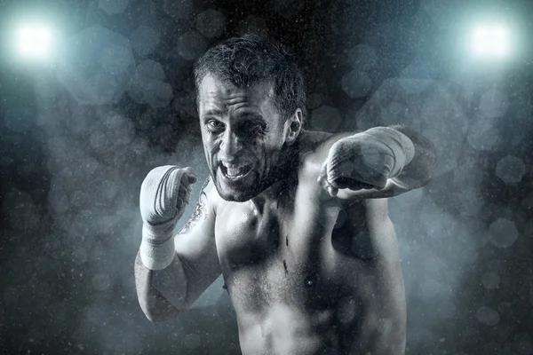 Portrait of boxer in blood — Stock Photo, Image