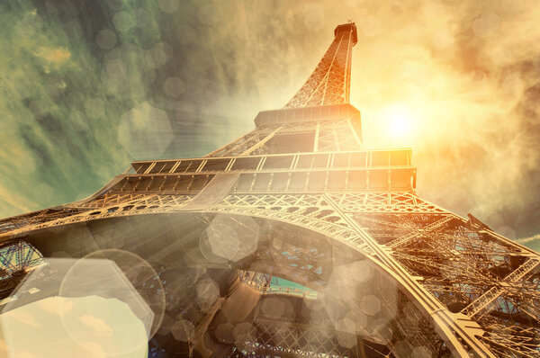 The Eiffel tower under sun light