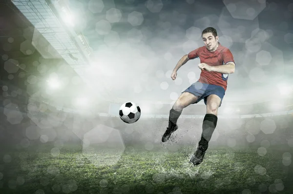 足球球员与球 — 图库照片