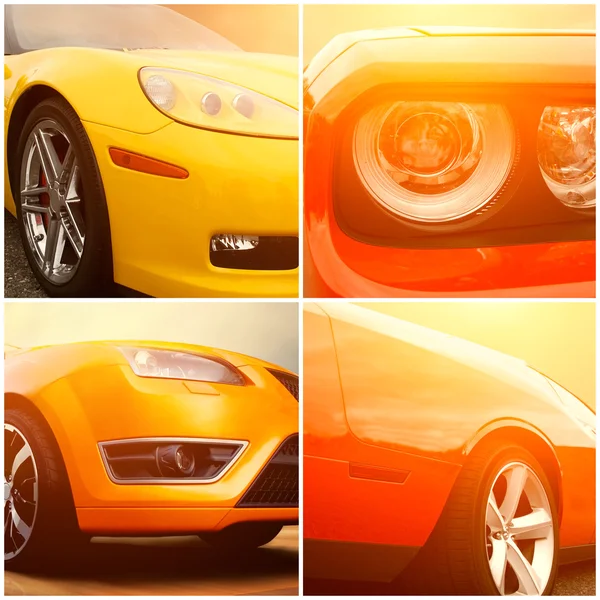 Collage of sunny part of luxury cars — Stock Photo, Image