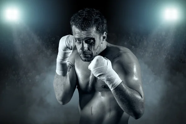 Portrait of boxer in blood — Stock Photo, Image