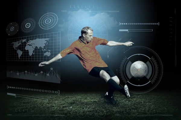 Jugador de fútbol con pelota — Foto de Stock