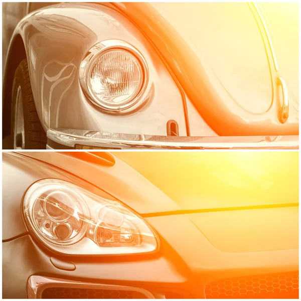 Collage of beautiful  part of luxury cars — Stok fotoğraf