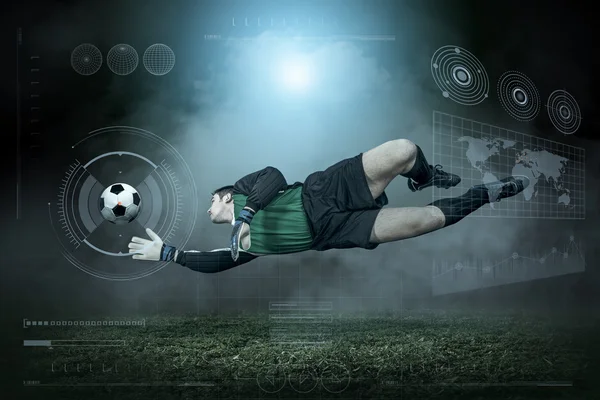 Soccer player with ball in action — Stock Photo, Image