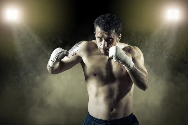 Portrait of boxer in blood — Stock Photo, Image