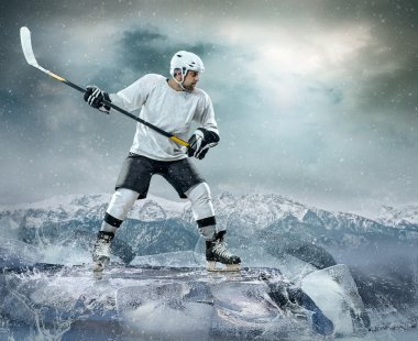 Eylem açık buz hokeyi oyuncusu