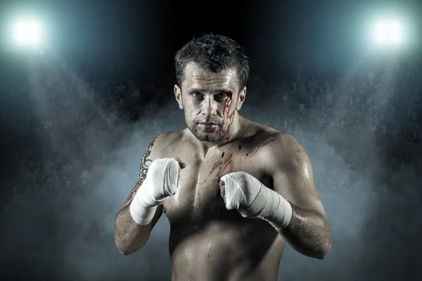 Portret boksera w krwi — Zdjęcie stockowe