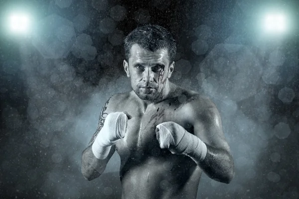 Portrait of boxer in blood — Stock Photo, Image