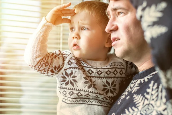 Father and son near the window — Stock Photo, Image