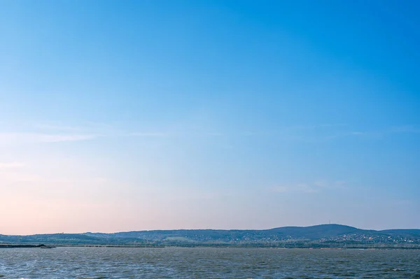Vista Sobre Lago Velence Durante Pôr Sol Hungria Europa — Fotografia de Stock