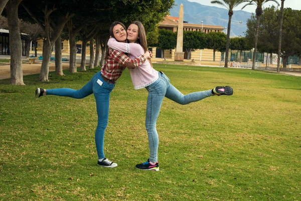 Joyful girls in park — Stock Photo, Image