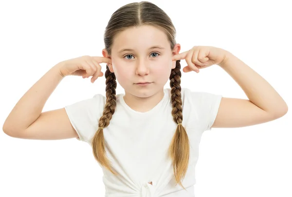 La chica con las orejas cerradas — Foto de Stock